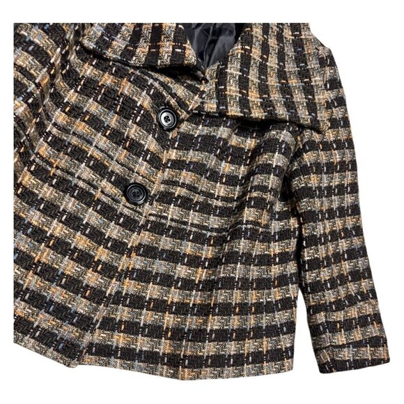 RENUAR Tweed Luxury Designer Business Casual Winter Fall Jacket Coat Womens 14 - Picture 4 of 5
